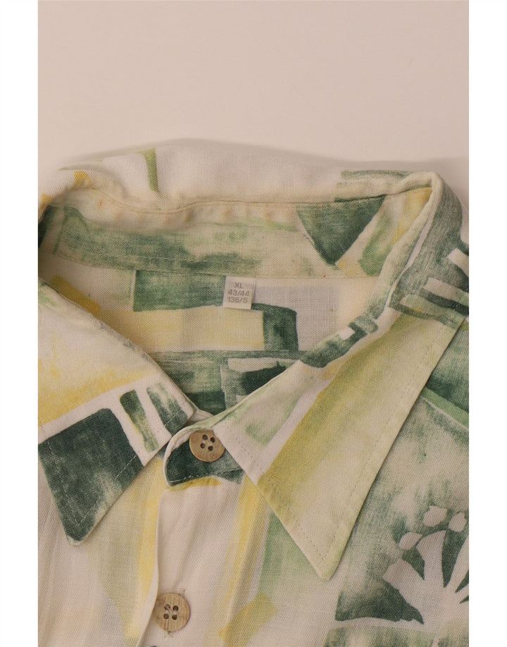 VINTAGE Mens Short Sleeve Shirt XL Green Geometric Vintage Vintage and Second-Hand Vintage from Messina Hembry 