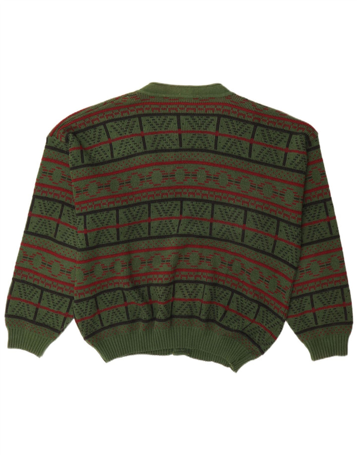 Pulover cardigan pentru bărbați Mr. Forrest XL verde geometric