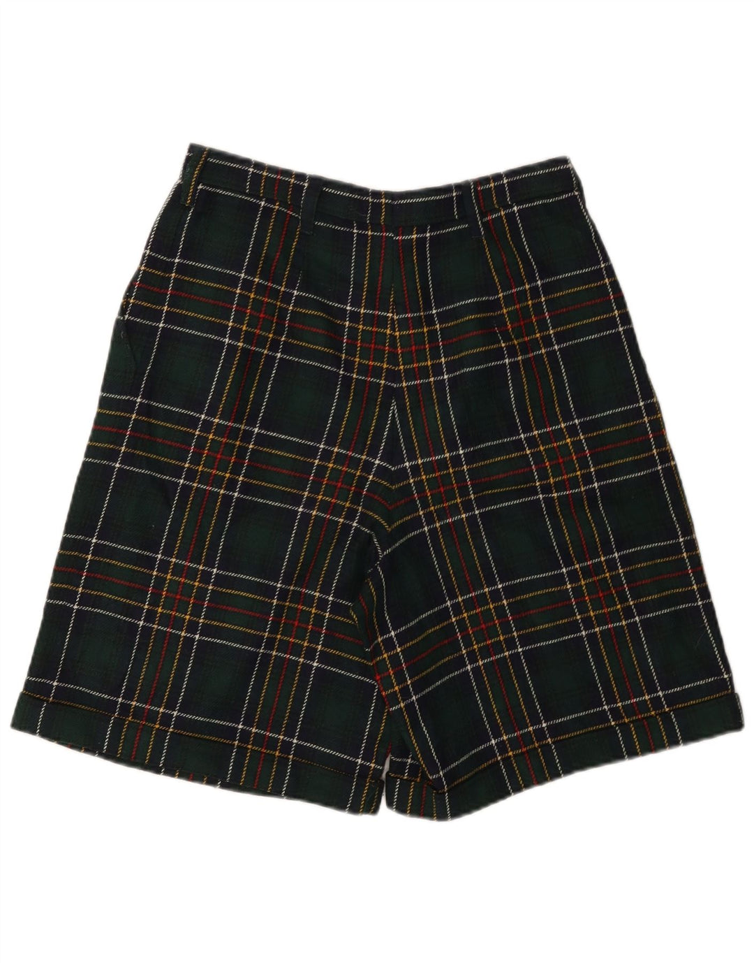 Pantaloni scurți casual pentru femei VINTAGE cu talie înaltă W28 carouri verde mediu