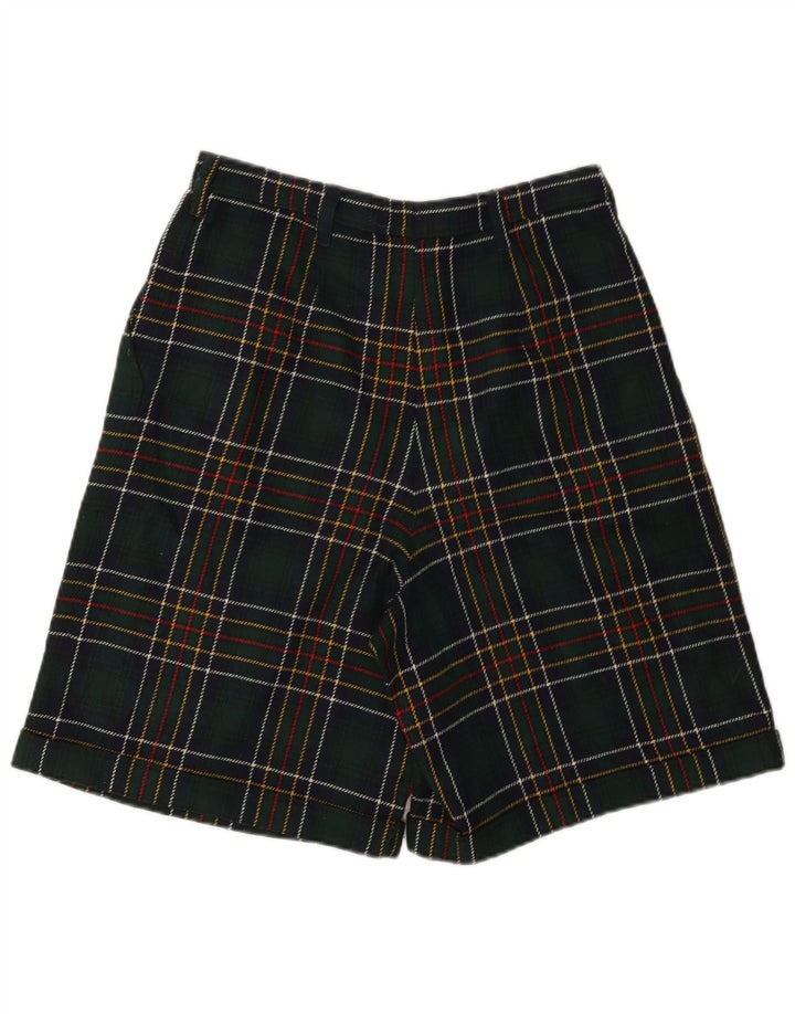 Pantaloni scurți casual pentru femei VINTAGE cu talie înaltă W28 carouri verde mediu