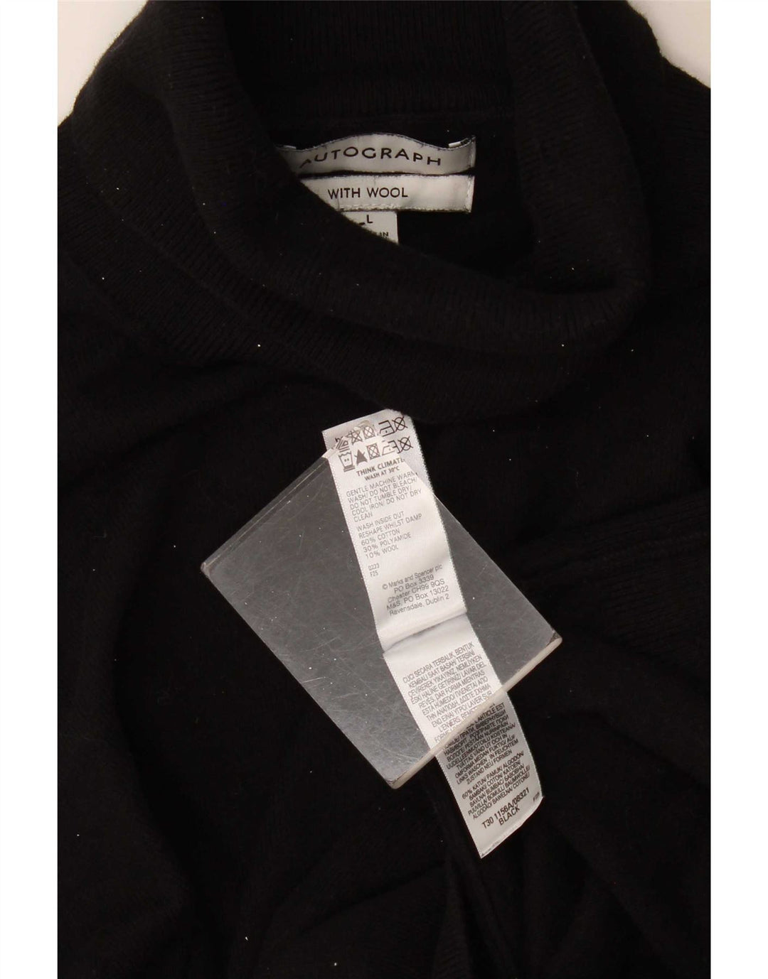 Pulover pentru femei Marks & Spencer cu autograf cu gât rulat, mare, negru