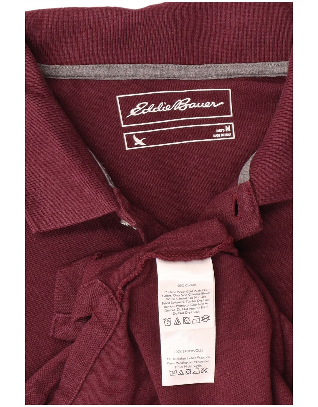 Cămașă polo Eddie Bauer pentru bărbați, bumbac maro mediu