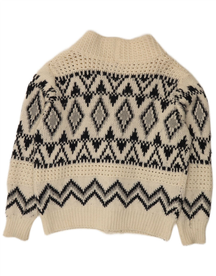 Pulover cardigan pentru bărbați Altatensione, mediu alb deschis, acrilic Fair Isle