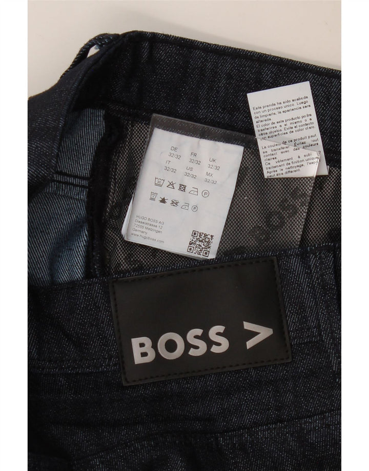 Blugi drepti pentru bărbați HUGO BOSS W32 L32 bumbac bleumarin