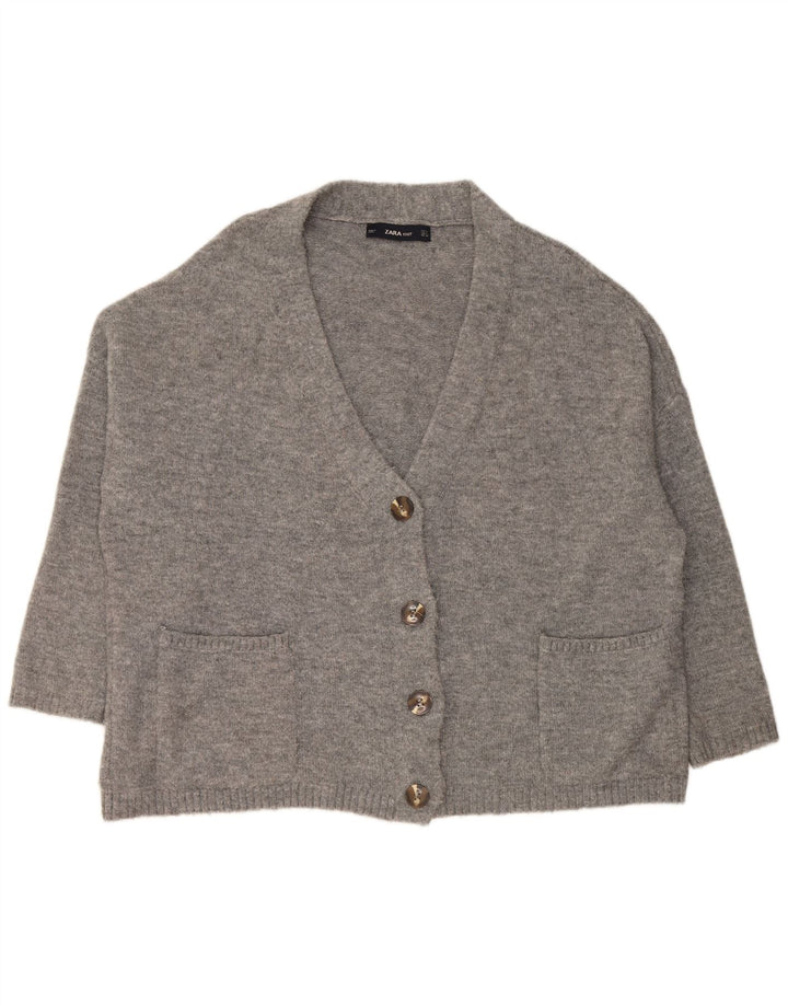 Pulover cardigan supradimensionat pentru femei Zara UK 10 mic gri acrilic