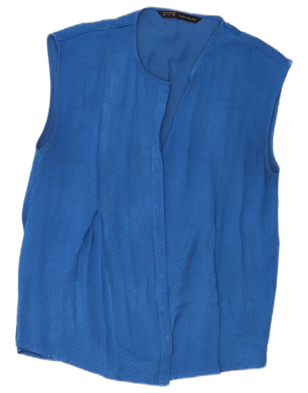 Bluză cămașă fără mâneci pentru femei ZARA UK 10 Small Blue Spotted