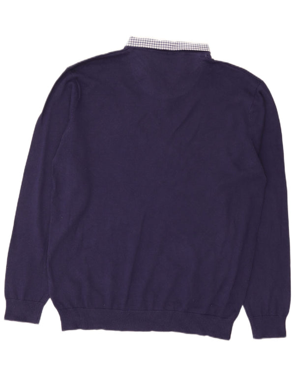 Pierre Cardin Pulover cu decolteu în V pentru bărbați, XL, bumbac bleumarin
