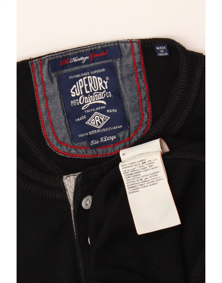 SUPERDRY pentru bărbați Heritage Top cu mânecă lungă XL, bumbac negru