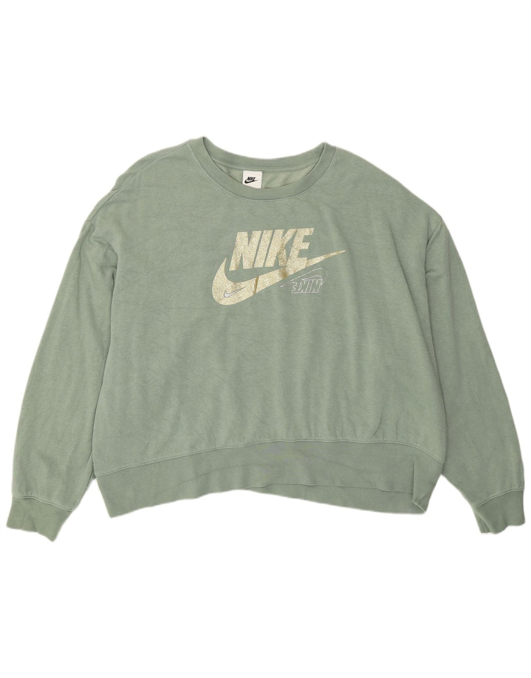 Pulover supradimensionat cu grafic Nike pentru femei UK 20 2XL Bumbac verde