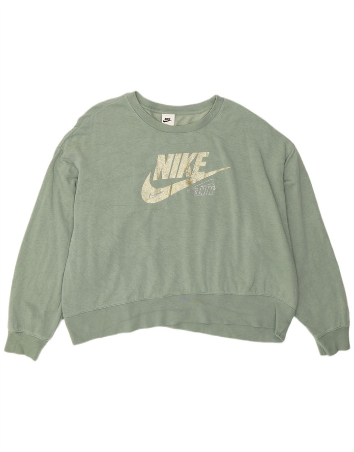 Pulover supradimensionat cu grafic Nike pentru femei UK 20 2XL Bumbac verde