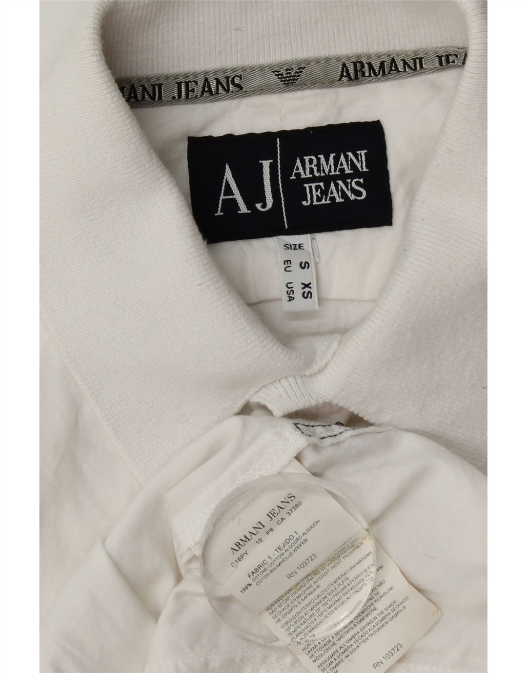 Cămașă cu mânecă scurtă pentru bărbați Armani Jeans, bumbac alb mic