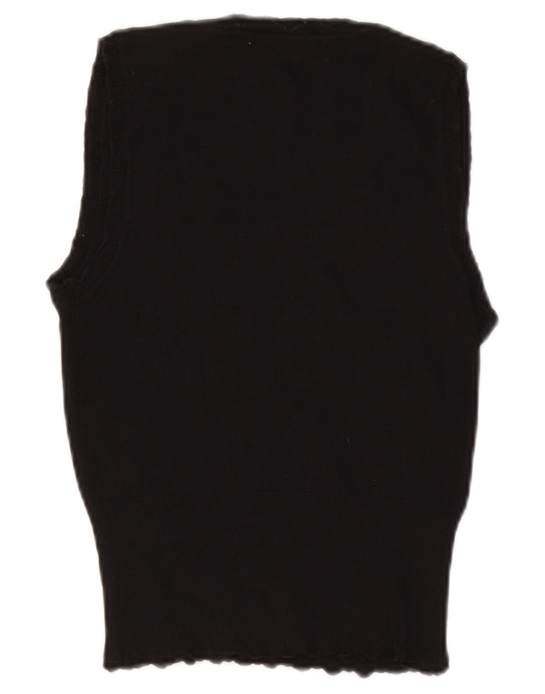 Zara femei Crop Vest Tank Top UK 8 Small Black Viscose