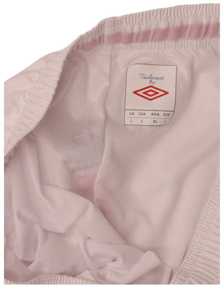 UMBRO Mens England Graphic Sport Shorts Large White Polyester