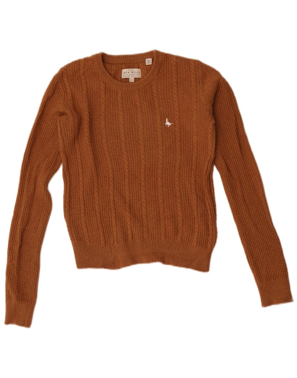 Pulover Jack Wills pentru femei cu decolteu rotund din lână maro mică