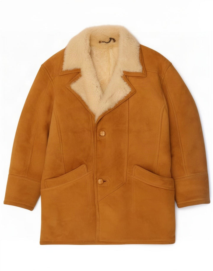 Pardesiu vintage bărbătesc din shearling IT 48 Medium Beige Piele