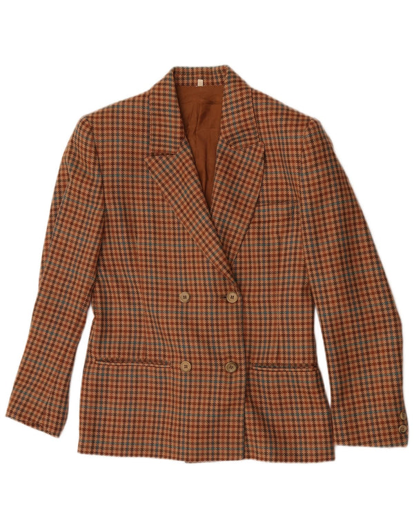 Jachetă vintage pentru femei cu piept dublu IT 42 Maro Mediu Houndstooth
