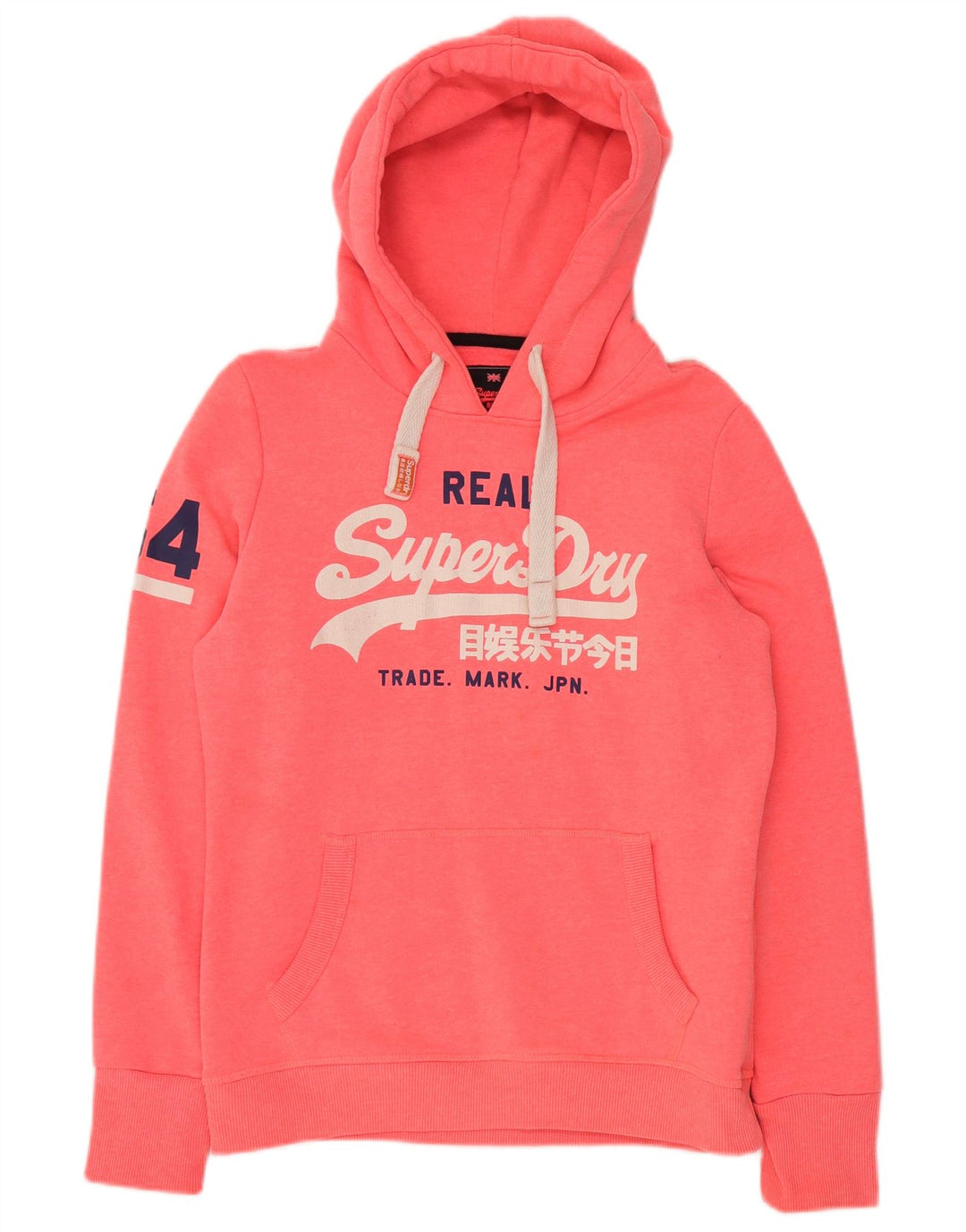 SUPERDRY Pulover cu glugă cu grafic pentru femei UK 16 mare bumbac roz