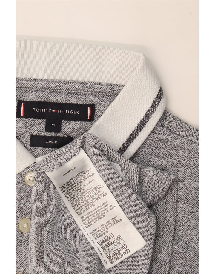 TOMMY HILFIGER Mens Slim Fit Polo Shirt Medium Grey Cotton