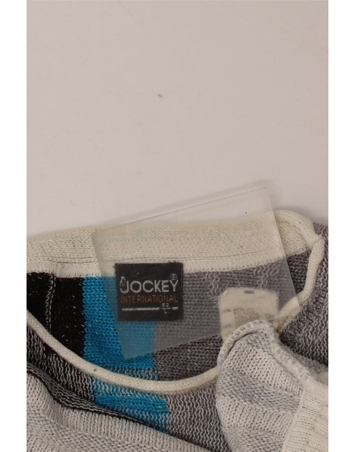 Pulover pentru bărbați Jockey cu decolteu rotund, mare, gri geometric, acrilic