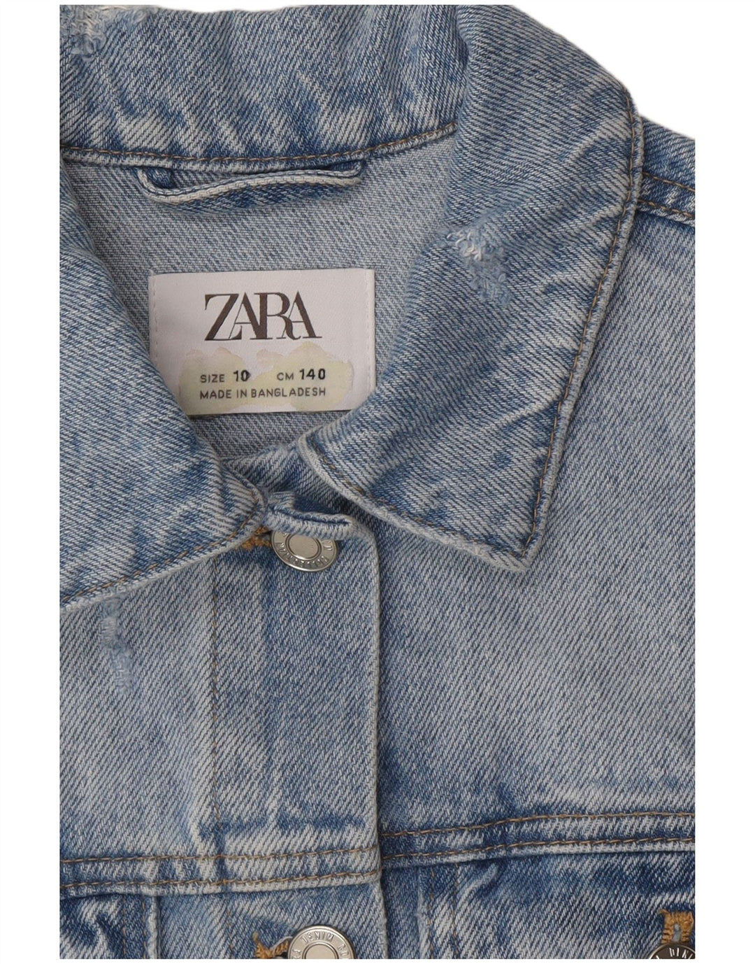 Jachetă Zara Fete Denim Distressed 9-10 Ani Albastru