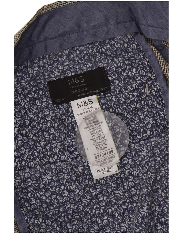 Pantaloni de costum drepți pentru bărbați Marks & Spencer L38 L31 Gri Houndstooth