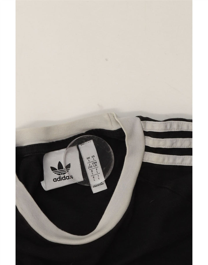 Top pentru bărbați Adidas cu mânecă lungă mare, negru, color block, bumbac