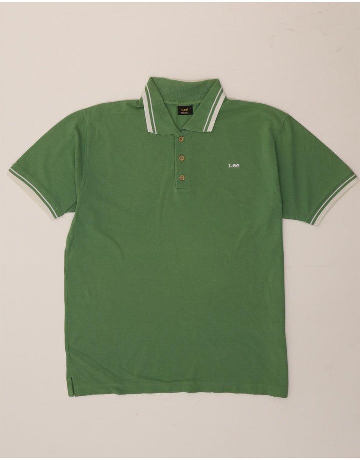 Tricou polo pentru bărbați Lee, bumbac cu dungi verzi mari