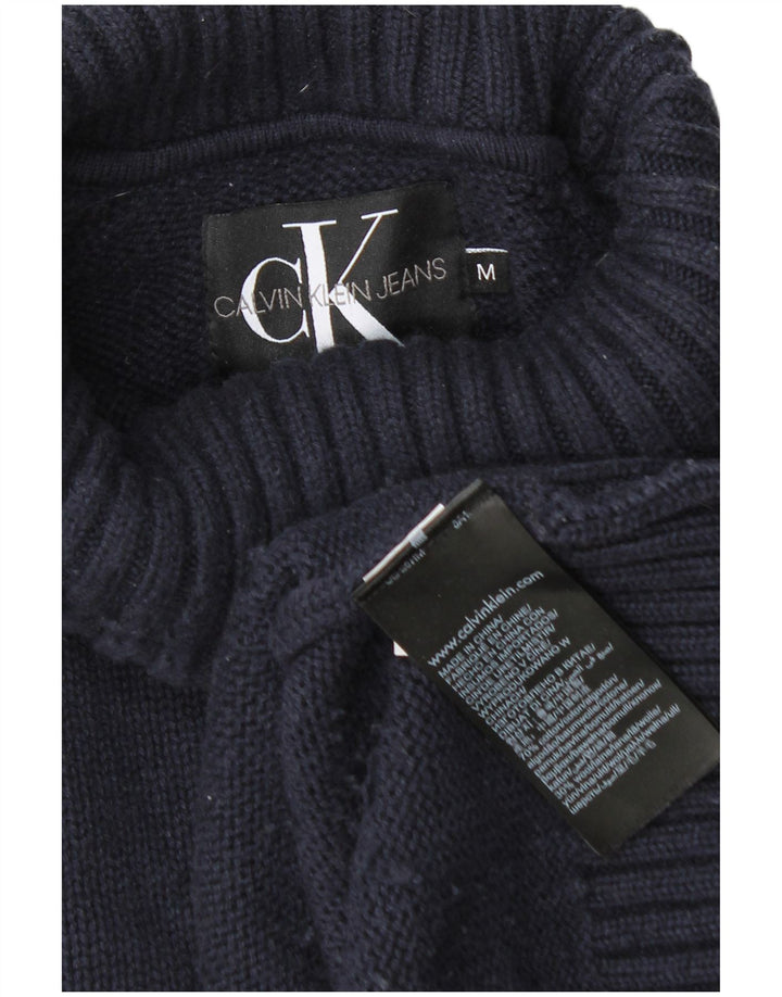 Pulover pentru bărbați Calvin Klein Jeans cu gât rulat, bumbac mediu albastru bleumarin