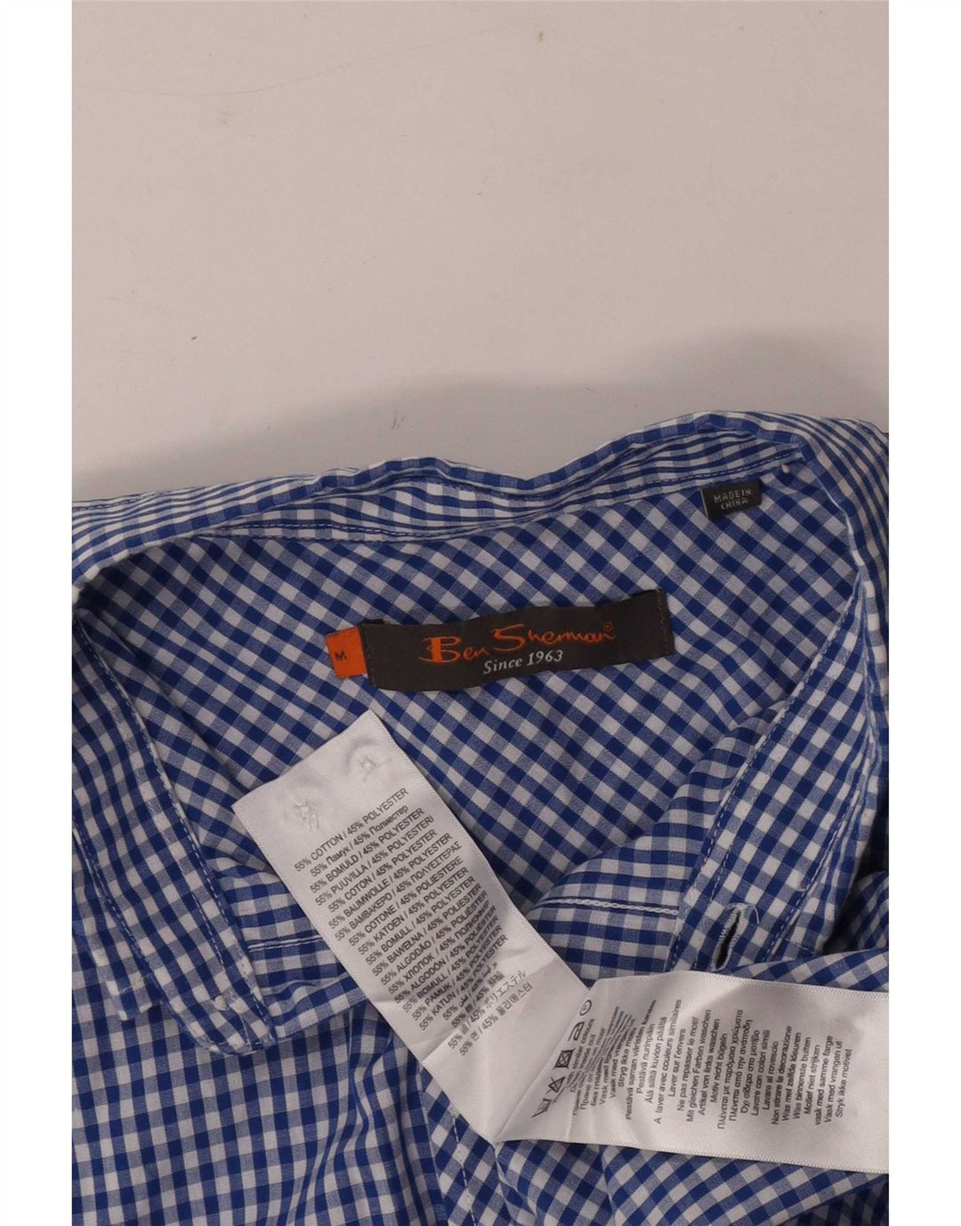 Cămașă pentru bărbați Ben Sherman, din bumbac vichy albastru mediu