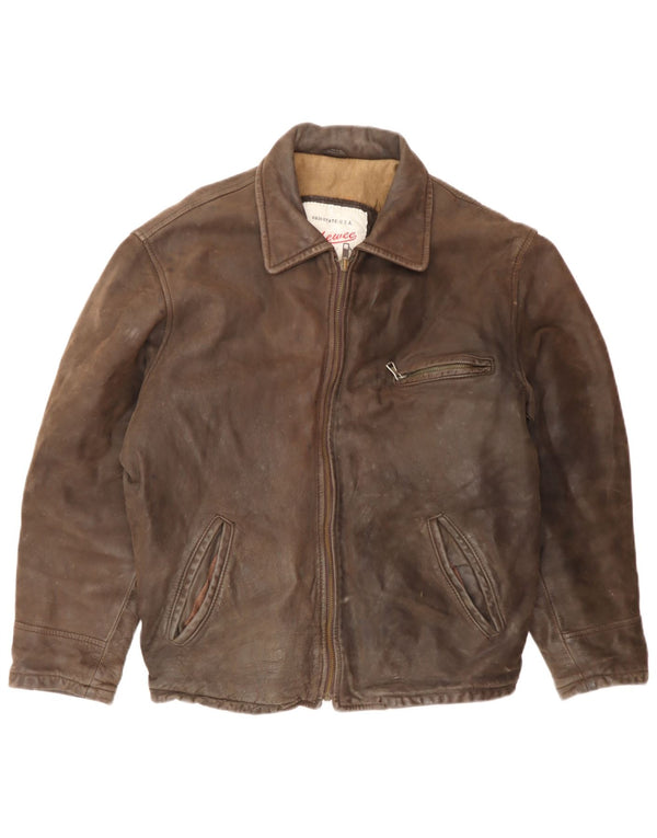 Vintage Mens Leather Jacket UK 38 Medium Brown Leather