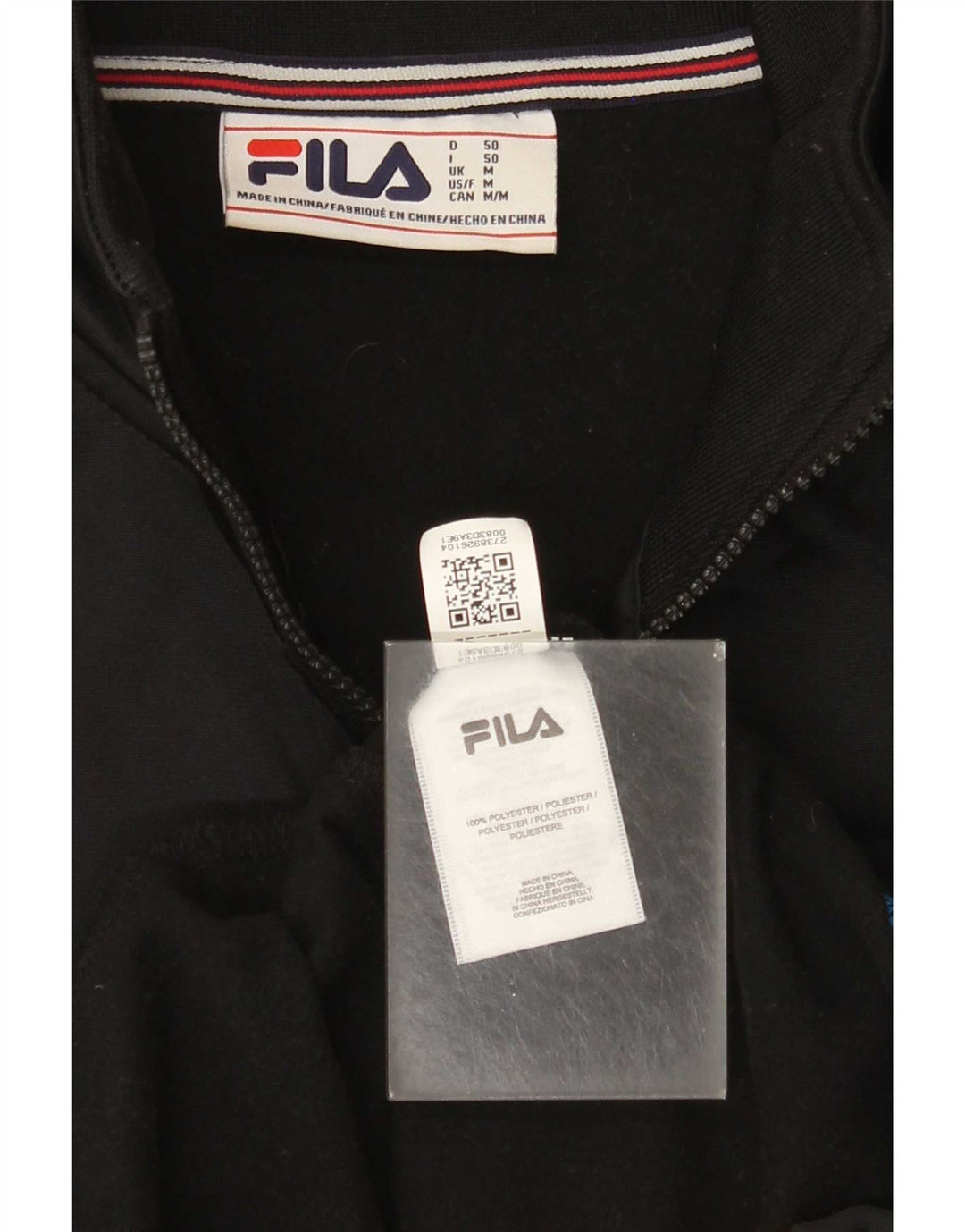 Jachetă de top pentru trening cu grafică Fila pentru bărbați, poliester color bloc negru mediu