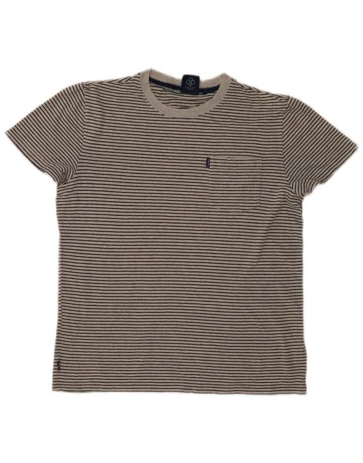 Tricou pentru bărbați Superdry Top din bumbac cu dungi, gri mediu