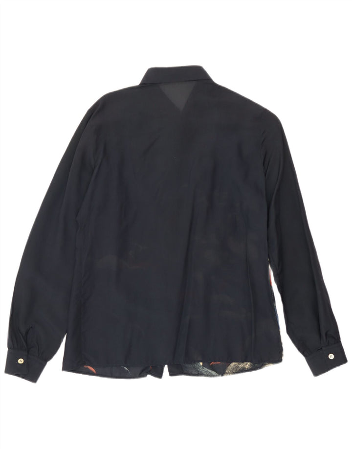 Cămașă cu grafică vintage pentru femei IT 42 Medium Acetat bleumarin