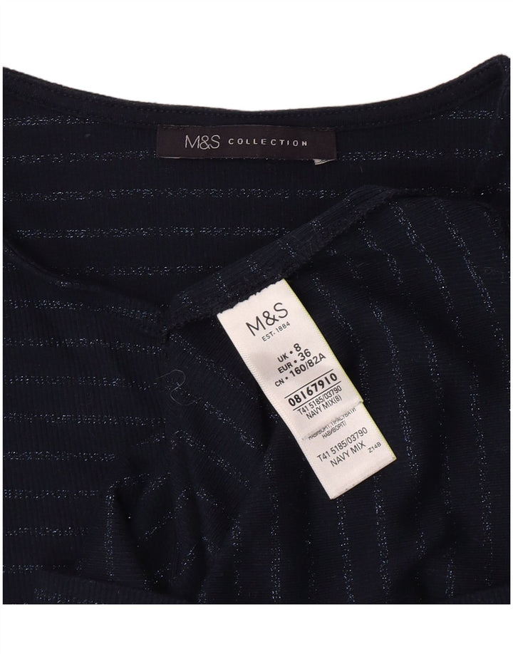 Marks & Spencer Top pentru femei cu mânecă lungă Marea Britanie 8 Mic bleumarin cu dungi