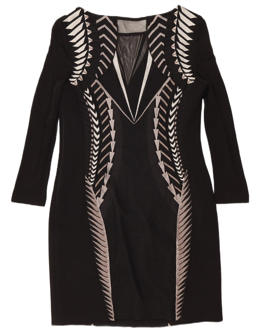 Karen Millen Rochie de damă cu mâneci 3/4 Mâneci, Marea Britanie 14 Medium Negru Geometric