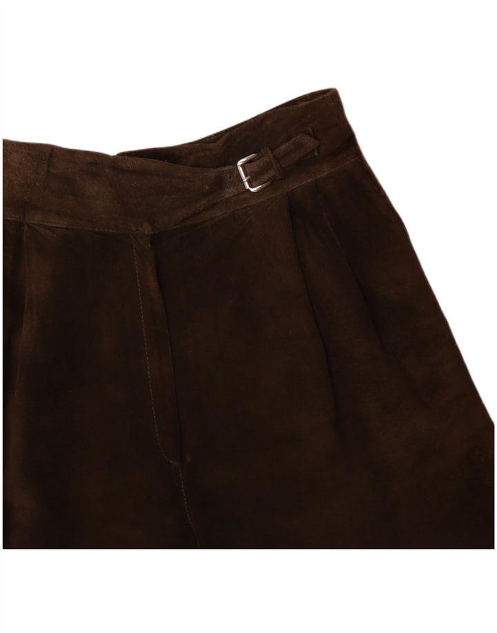 Pantaloni scurti chino din piele intoarsa cu talie inalta de dama vintage W26 maro mici