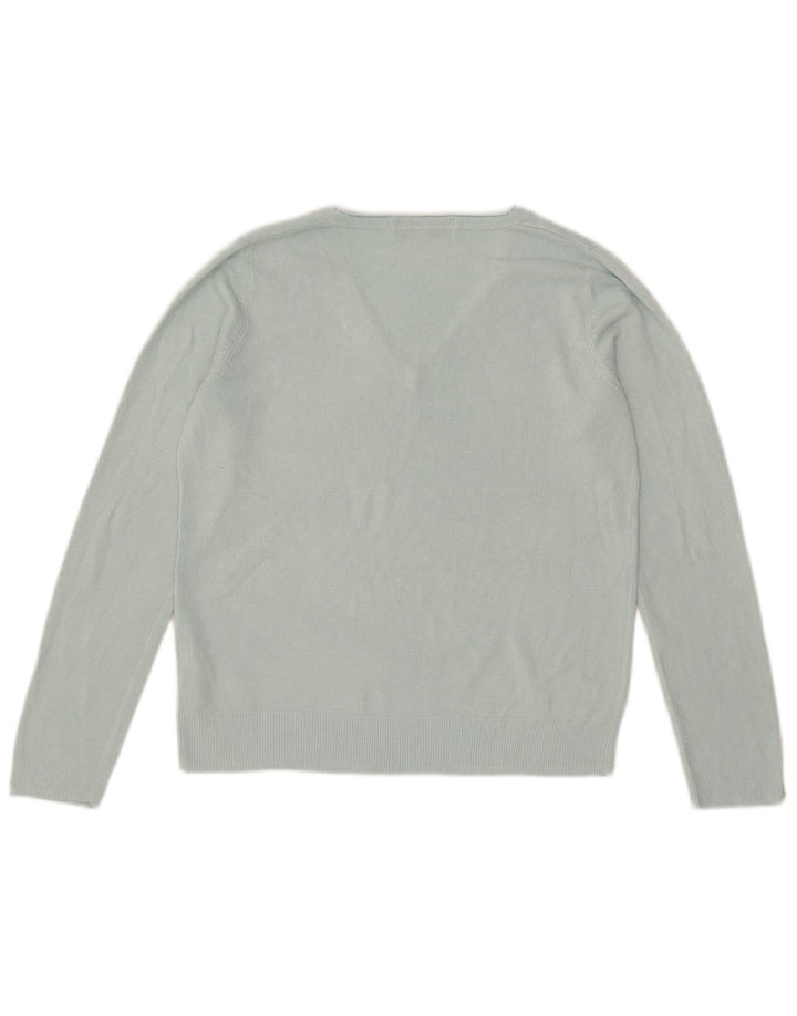 Pulover pentru femei Marks & Spencer cu decolteu în V UK 12 Medium Blue Acrylic