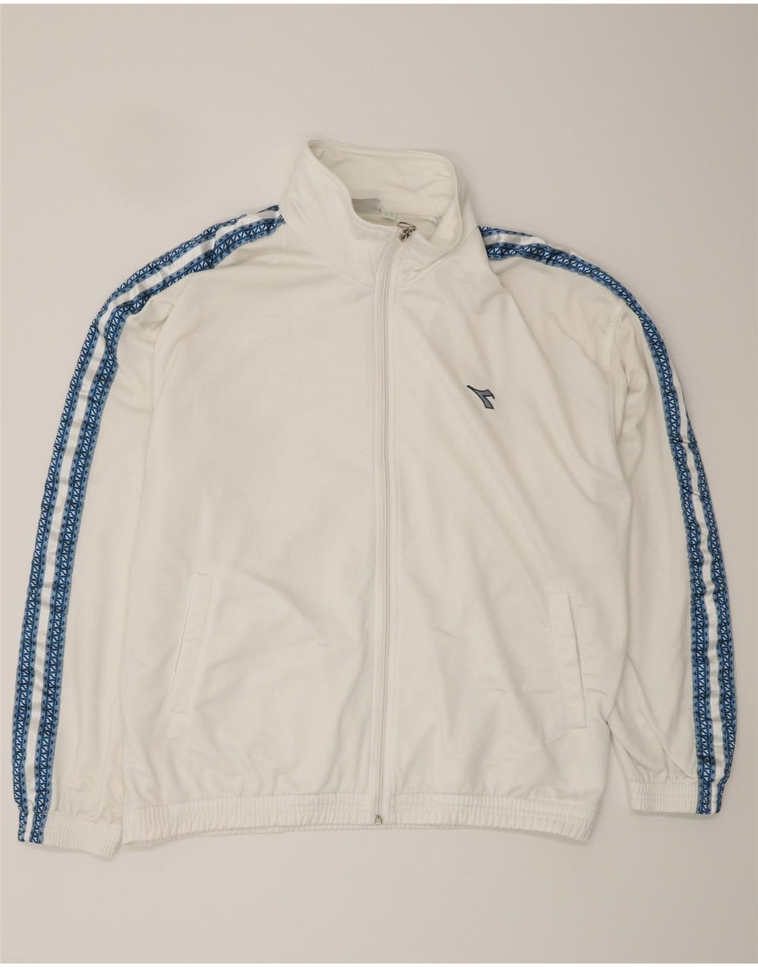 DIADORA Jachetă de trening cu grafică pentru bărbați UK 42 Poliester alb mare
