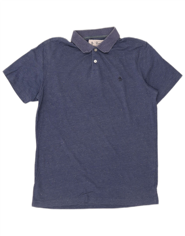 Tricou polo pentru bărbați PENGUIN, bumbac cu pete albastru mediu