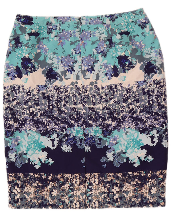 Fusta creion pentru femei Laura Ashley UK 12 Medium W32 Poliester Floral Albastru