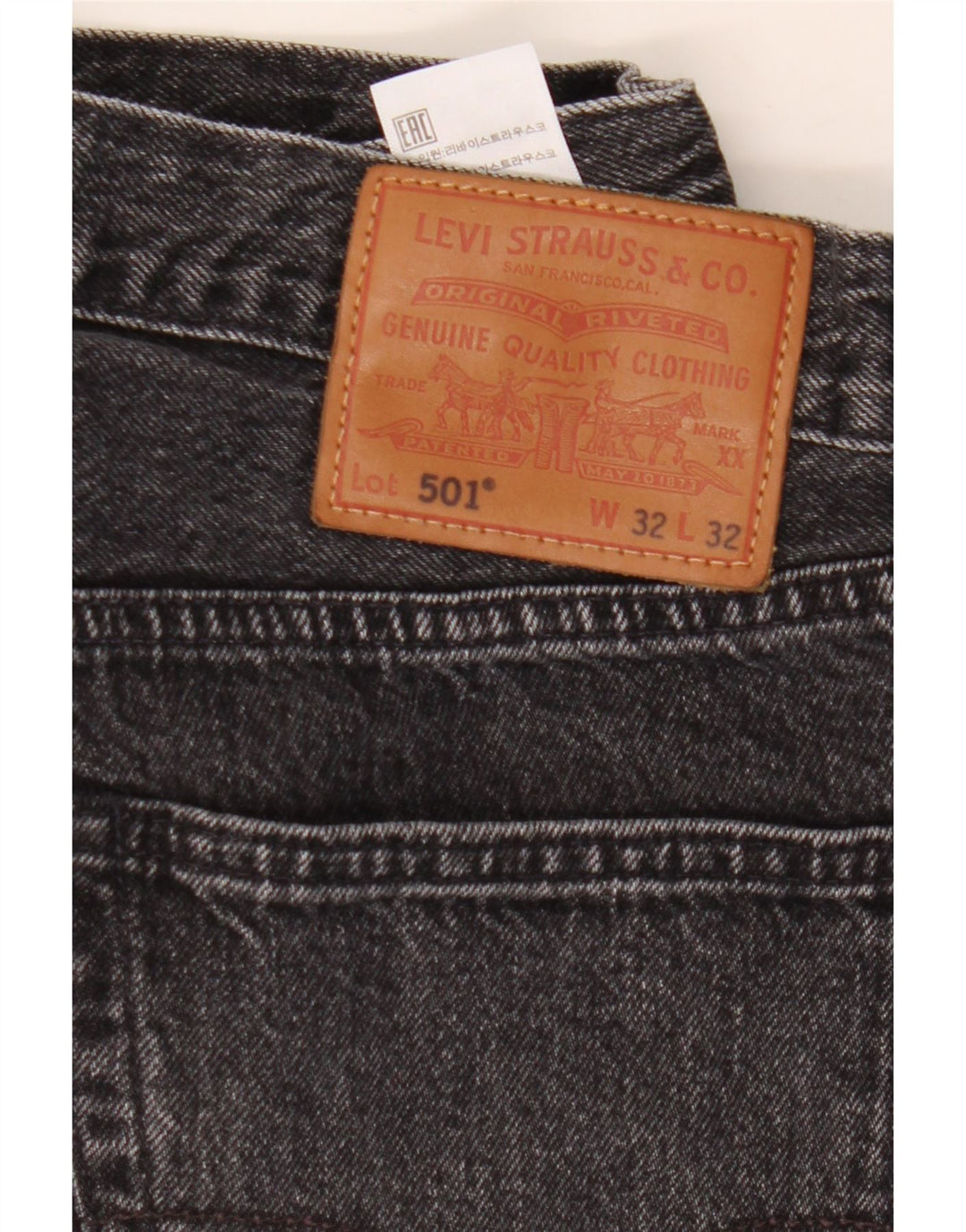Blugi drepti pentru bărbați LEVI'S 501 W32 L32 bumbac gri