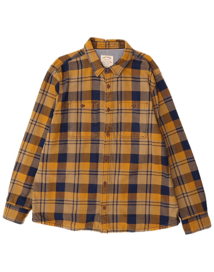 Cămașă de flanel pentru bărbați Fat Face 2XL, bumbac cu carouri galbene