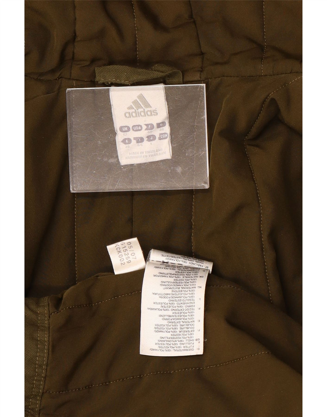 Palton cu glugă ADIDAS pentru femei UK 12 Poliester kaki mediu