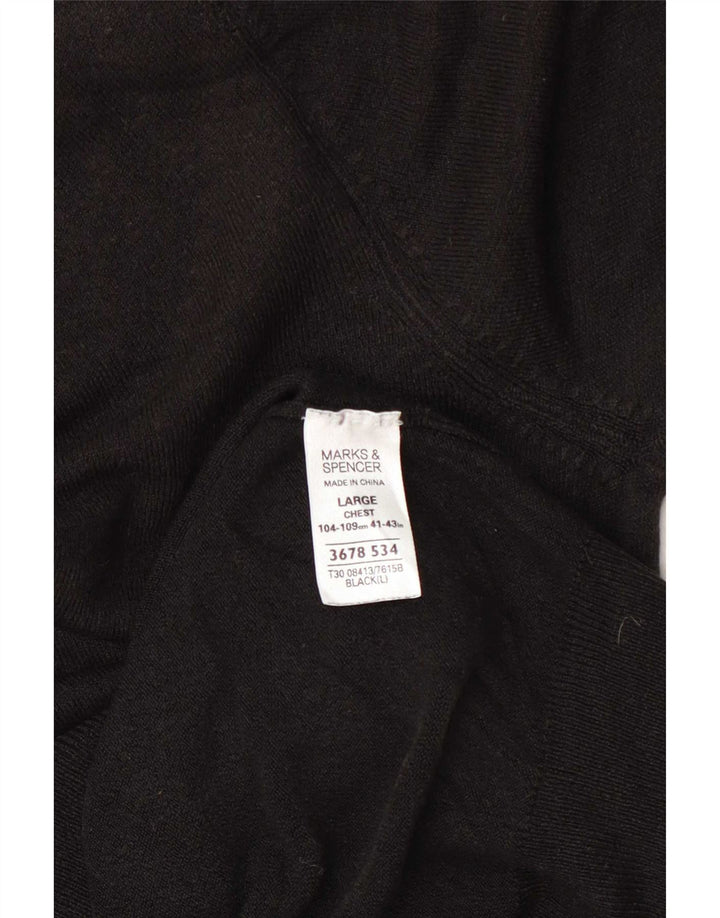 Pulover pentru bărbați Marks & Spencer, cu decolteu în V, mare, negru, acrilic