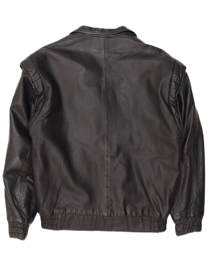 Jachetă de motociclist din piele supradimensionată pentru femei vintage EU 36 Piele neagră mică