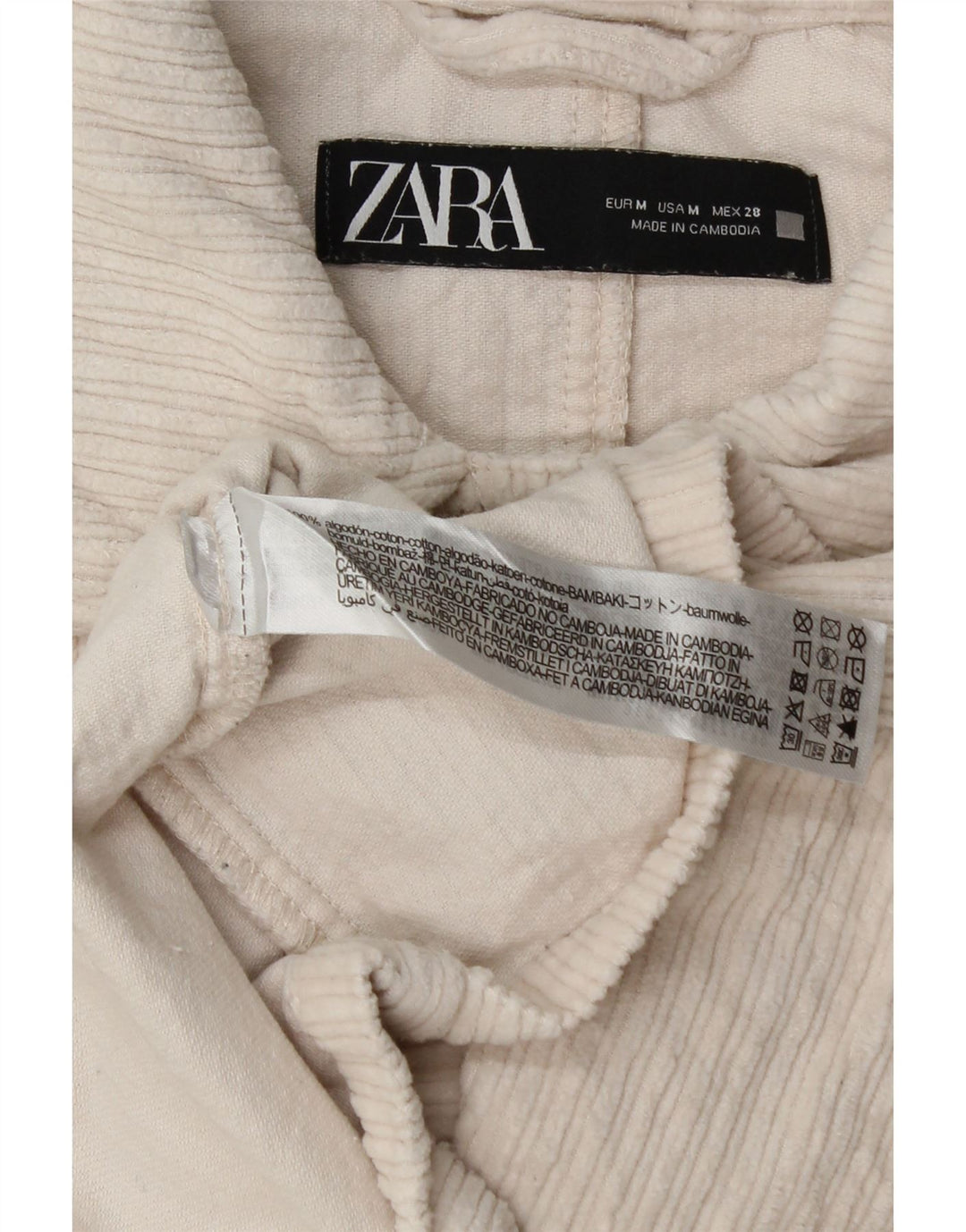 Jachetă din velur pentru femei Zara UK 14, bumbac alb mediu