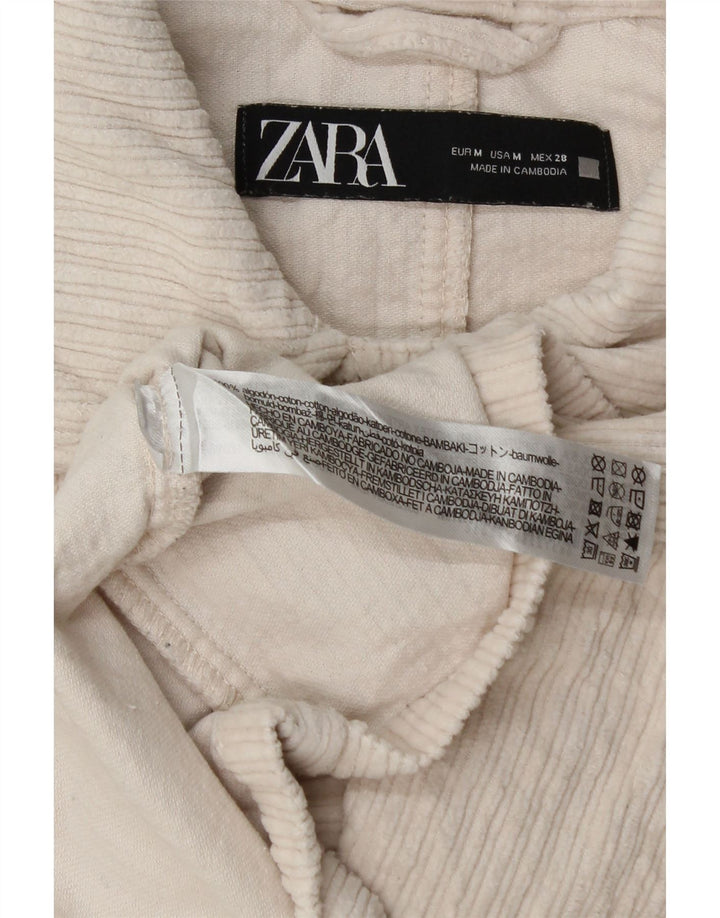 Jachetă din velur pentru femei Zara UK 14, bumbac alb mediu