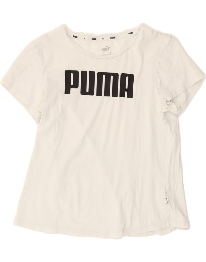 PUMA Womens Graphic T-Shirt Top UK 14 Medium White Cotton Vintage Puma and Second-Hand Puma from Messina Hembry 