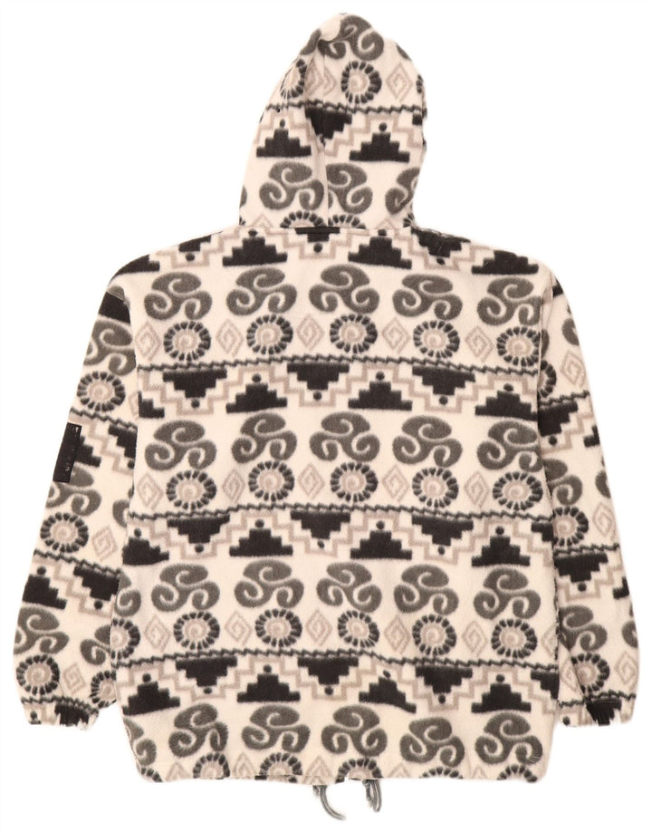 Jachetă fleece cu glugă pentru femei KNOCK OUT UK 14 Medium White Geometric