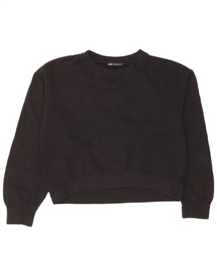Pulover crop pentru femei Zara UK 14 Poliester mediu negru